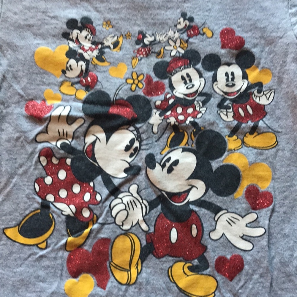 Disney Gray Mickey and Minnie Mouse Short Sleeve Shirt - Picture 2 of 3